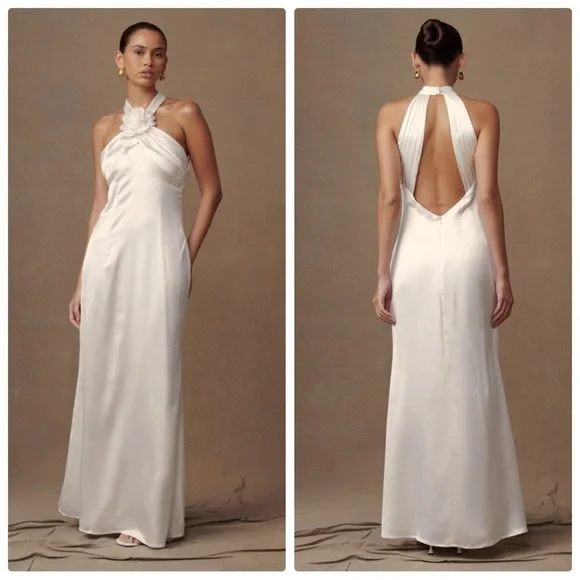 Meshki | Dresses | New Meshki Dylan Rose Halter Maxi Dress White Size Small  | Poshmark
